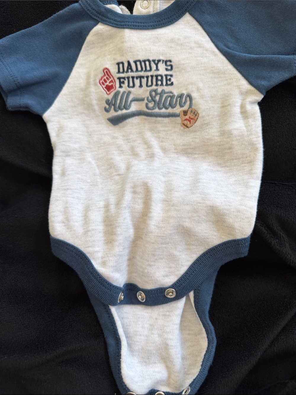 chick pea Blue & White "Daddy's Future All-Star" Baby One-Piece